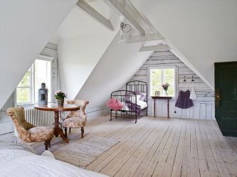 Home design com sótão (170+ fotos) - opções de decoração de interiores de quarto