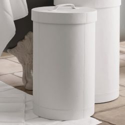 Cesto de roupa na casa de banho: 145+ (foto) construído, vime, canto