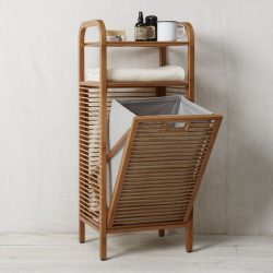 Cesto de roupa na casa de banho: 145+ (foto) construído, vime, canto