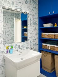 Cesto de roupa na casa de banho: 145+ (foto) construído, vime, canto