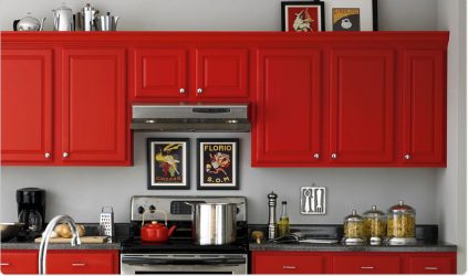 A magia da cor que afeta nossa percepção do interior: Design de uma cozinha vermelha em cores brilhantes (mais de 115 fotos)