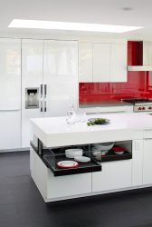 A magia da cor que afeta nossa percepção do interior: Design de uma cozinha vermelha em cores brilhantes (mais de 115 fotos)