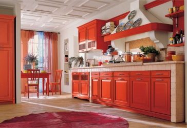 A magia da cor que afeta nossa percepção do interior: Design de uma cozinha vermelha em cores brilhantes (mais de 115 fotos)