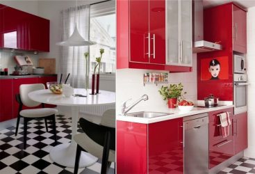A magia da cor que afeta nossa percepção do interior: Design de uma cozinha vermelha em cores brilhantes (mais de 115 fotos)
