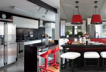 A magia da cor que afeta nossa percepção do interior: Design de uma cozinha vermelha em cores brilhantes (mais de 115 fotos)
