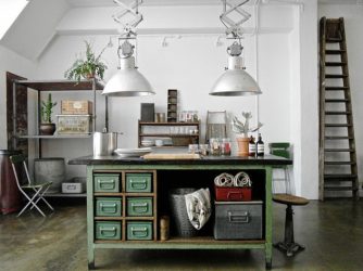 Cozinhas urbanas chiques em estilo loft - 255+ (Foto) Atmosfera industrial
