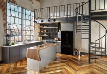 Cozinhas urbanas chiques em estilo loft - 255+ (Foto) Atmosfera industrial