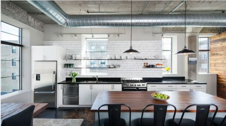 Cozinhas urbanas chiques em estilo loft - 255+ (Foto) Atmosfera industrial