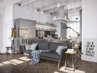 Cozinhas urbanas chiques em estilo loft - 255+ (Foto) Atmosfera industrial