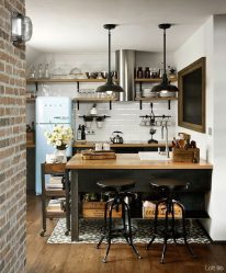 Cozinhas urbanas chiques em estilo loft - 255+ (Foto) Atmosfera industrial