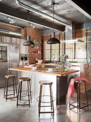Cozinhas urbanas chiques em estilo loft - 255+ (Foto) Atmosfera industrial