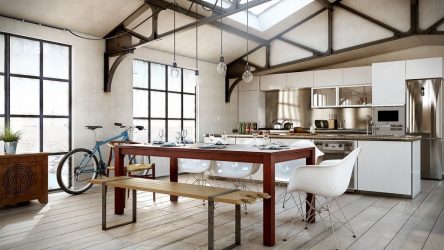 Cozinhas urbanas chiques em estilo loft - 255+ (Foto) Atmosfera industrial