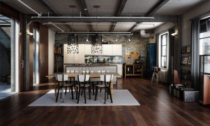 Cozinhas urbanas chiques em estilo loft - 255+ (Foto) Atmosfera industrial