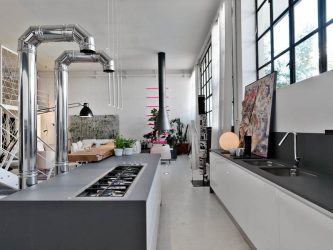 Cozinhas urbanas chiques em estilo loft - 255+ (Foto) Atmosfera industrial