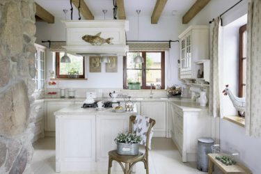 การออกแบบห้องครัวที่สวยงามในสไตล์โปรวองซ์: 240+ ภาพถ่ายของการออกแบบที่ทันสมัย ​​(ผนัง, เพดาน, ผ้าม่าน)