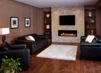 Lareira elétrica com o efeito de uma chama viva: Wall, Built-in, Outdoor. Qual modelo preferir? (Mais de 230 fotos)