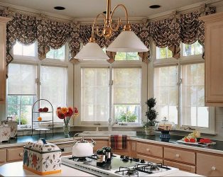 Design de cortinas de lambrequim na cozinha (145 + Foto): não é uma tarefa fácil, mas factível de registro