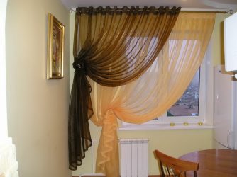 Design de cortinas de lambrequim na cozinha (145 + Foto): não é uma tarefa fácil, mas factível de registro
