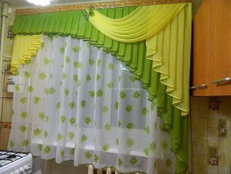 Design de cortinas de lambrequim na cozinha (145 + Foto): não é uma tarefa fácil, mas factível de registro