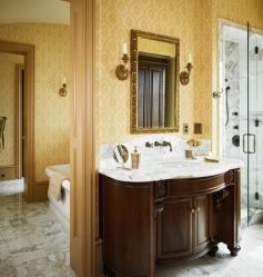 Qual é o melhor papel de parede para colar o banheiro? Líquido, vinil, lavagem, umidade resistente - escolha o mais prático (115+ fotos)