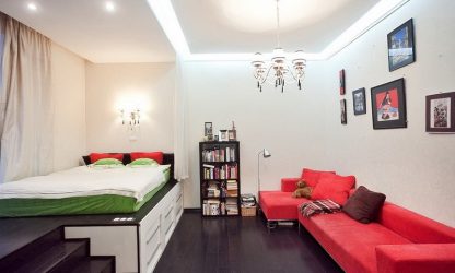 230+ صور الأفكار الداخلية شقق 1 (غرفة واحدة) من 40 متر مربع. تصميم عصري بسيط وأنيق