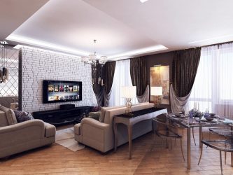 230+ صور الأفكار الداخلية شقق 1 (غرفة واحدة) من 40 متر مربع. تصميم عصري بسيط وأنيق