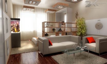 230+ صور الأفكار الداخلية شقق 1 (غرفة واحدة) من 40 متر مربع. تصميم عصري بسيط وأنيق