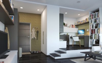 230+ صور الأفكار الداخلية شقق 1 (غرفة واحدة) من 40 متر مربع. تصميم عصري بسيط وأنيق