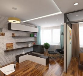230+ صور الأفكار الداخلية شقق 1 (غرفة واحدة) من 40 متر مربع. تصميم عصري بسيط وأنيق