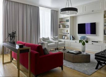 Prateleira de TV na parede (295+ fotos): nuances de design (articulada, canto, vidro)