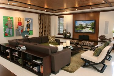 Prateleira de TV na parede (295+ fotos): nuances de design (articulada, canto, vidro)