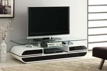 Prateleira de TV na parede (295+ fotos): nuances de design (articulada, canto, vidro)