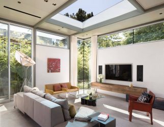 Prateleira de TV na parede (295+ fotos): nuances de design (articulada, canto, vidro)