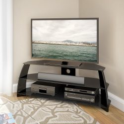Prateleira de TV na parede (295+ fotos): nuances de design (articulada, canto, vidro)