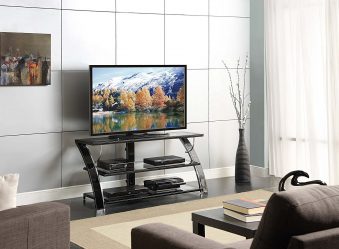 Prateleira de TV na parede (295+ fotos): nuances de design (articulada, canto, vidro)