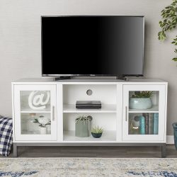 Prateleira de TV na parede (295+ fotos): nuances de design (articulada, canto, vidro)
