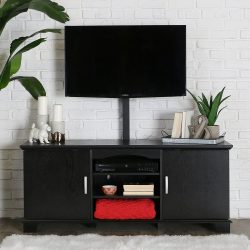 Prateleira de TV na parede (295+ fotos): nuances de design (articulada, canto, vidro)