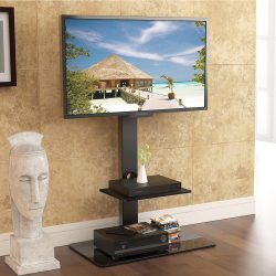 Prateleira de TV na parede (295+ fotos): nuances de design (articulada, canto, vidro)