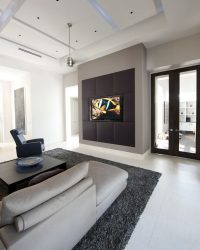 Prateleira de TV na parede (295+ fotos): nuances de design (articulada, canto, vidro)