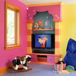 Prateleira de TV na parede (295+ fotos): nuances de design (articulada, canto, vidro)