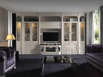 Belíssimo armário na parede da sala: mais de 140 fotos de parede grande e modular