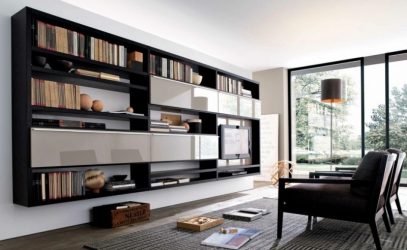 Belíssimo armário na parede da sala: mais de 140 fotos de parede grande e modular