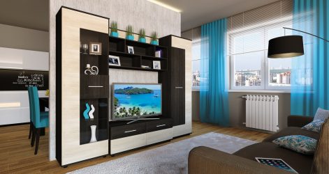 Belíssimo armário na parede da sala: mais de 140 fotos de parede grande e modular