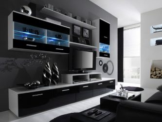 Belíssimo armário na parede da sala: mais de 140 fotos de parede grande e modular