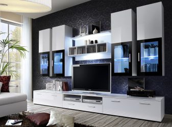Belíssimo armário na parede da sala: mais de 140 fotos de parede grande e modular