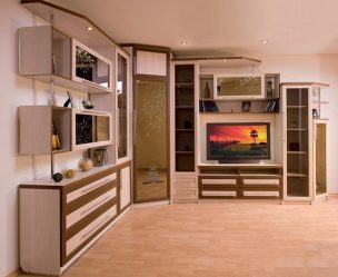 Belíssimo armário na parede da sala: mais de 140 fotos de parede grande e modular