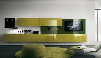 Belíssimo armário na parede da sala: mais de 140 fotos de parede grande e modular