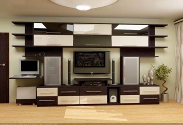 Belíssimo armário na parede da sala: mais de 140 fotos de parede grande e modular