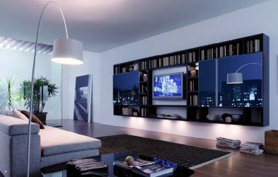 Belíssimo armário na parede da sala: mais de 140 fotos de parede grande e modular