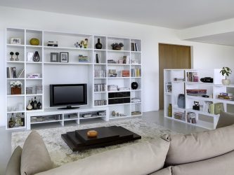 Belíssimo armário na parede da sala: mais de 140 fotos de parede grande e modular